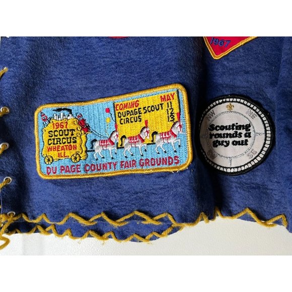 Vintage 1960s Boy Scout Blue wool vest with patches & pins Chicagoland NR! - Picture 5 of 9